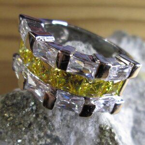 Lemon Stacked Ice CZ Cocktail ring